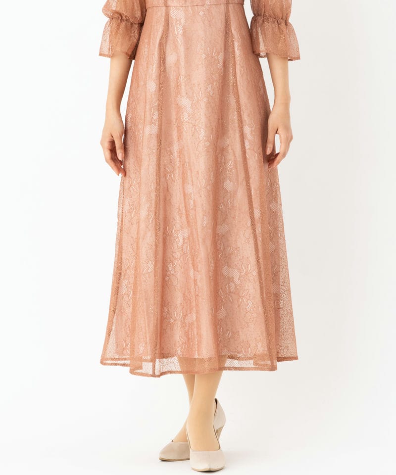 Aimer エメ グリッターレースフィット&フレアドレス ピンク系 | 結婚式