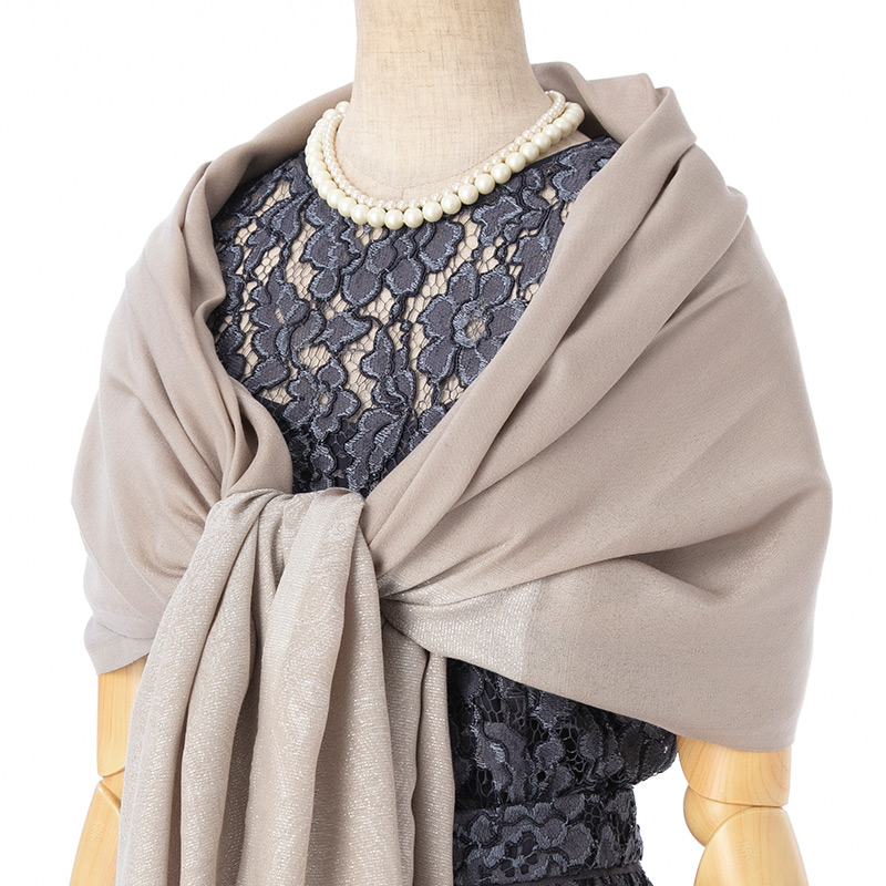 CELFORD セルフォード ラメジャガードストール グレー系 x ベージュ系