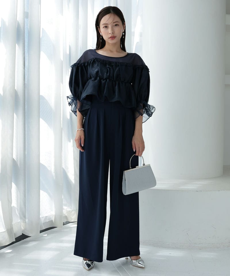 Select Shop ギャザートップスパンツドレス ネイビー系 | 結婚式