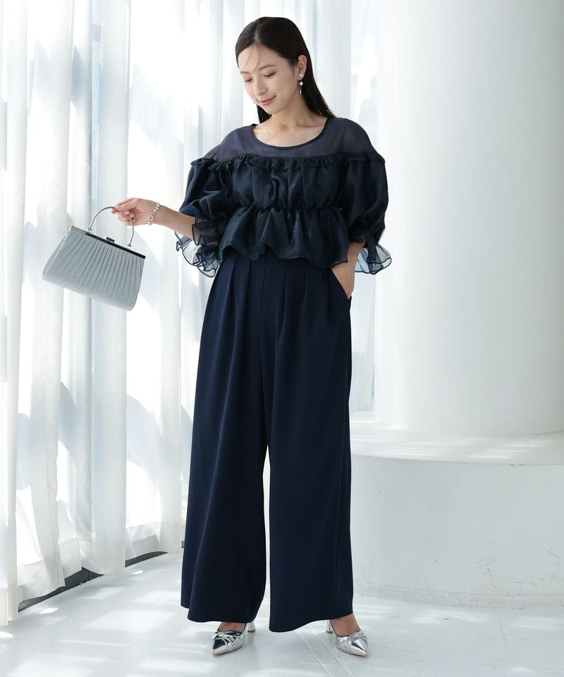 Select Shop ギャザートップスパンツドレス ネイビー系 | 結婚式