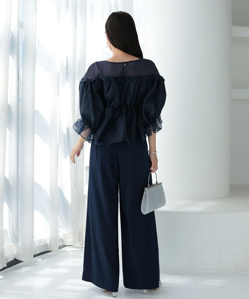 Select Shop ギャザートップスパンツドレス ネイビー系 | 結婚式