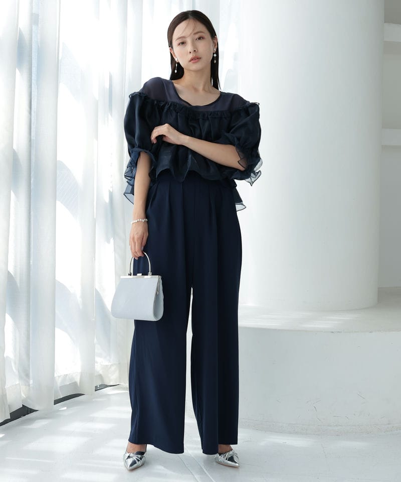 Select Shop ギャザートップスパンツドレス ネイビー系 | 結婚式