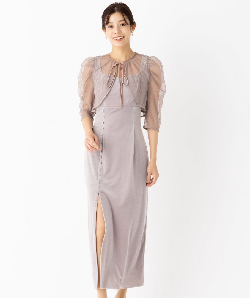 SNIDEL スナイデル レースボレロレイヤードタイトスリットドレス