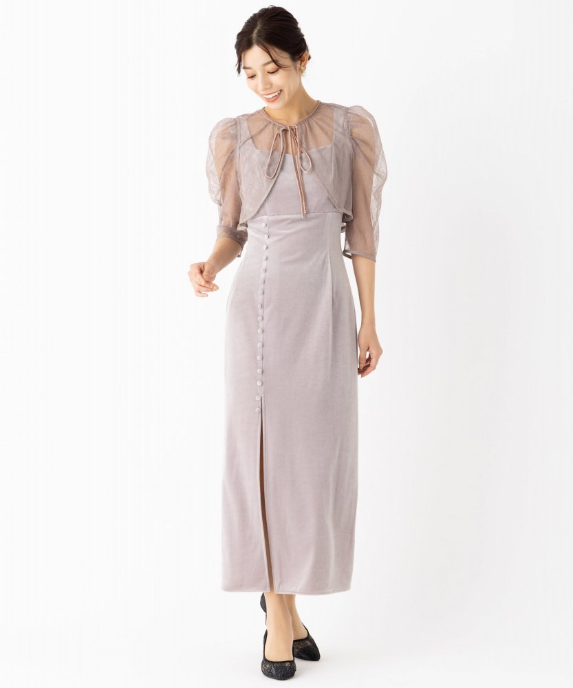 SNIDEL スナイデル レースボレロレイヤードタイトスリットドレス