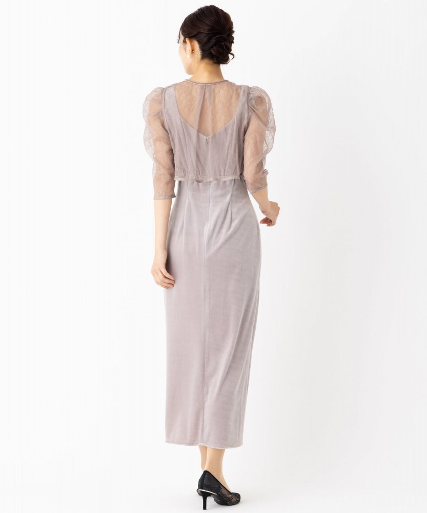 SNIDEL スナイデル レースボレロレイヤードタイトスリットドレス