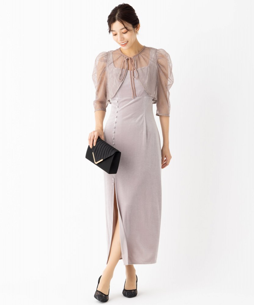 SNIDEL スナイデル レースボレロレイヤードタイトスリットドレス