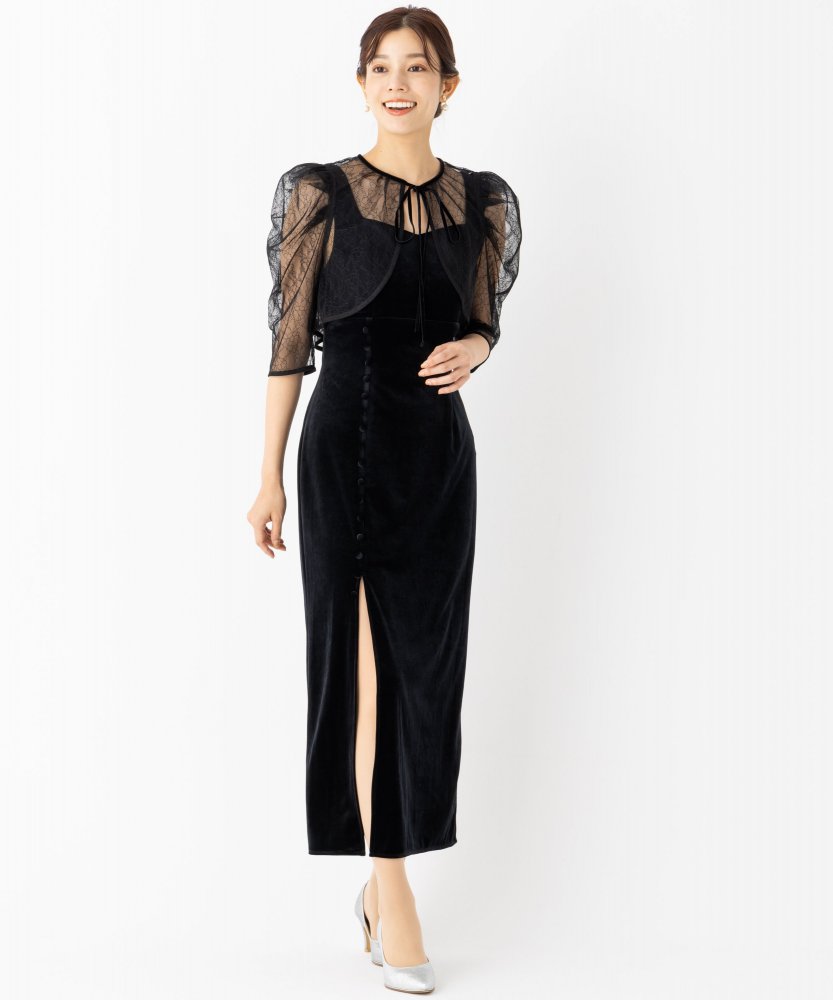 SNIDEL スナイデル レースボレロレイヤードタイトスリットドレス