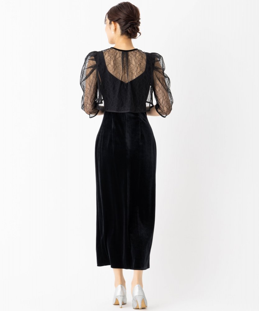 SNIDEL スナイデル レースボレロレイヤードタイトスリットドレス
