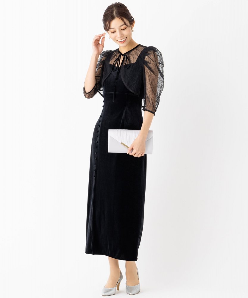 SNIDEL スナイデル レースボレロレイヤードタイトスリットドレス