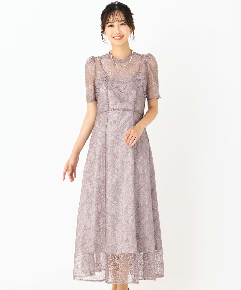 SNIDEL スナイデル シフォンフリルレースドレス グレー系 | 結婚式