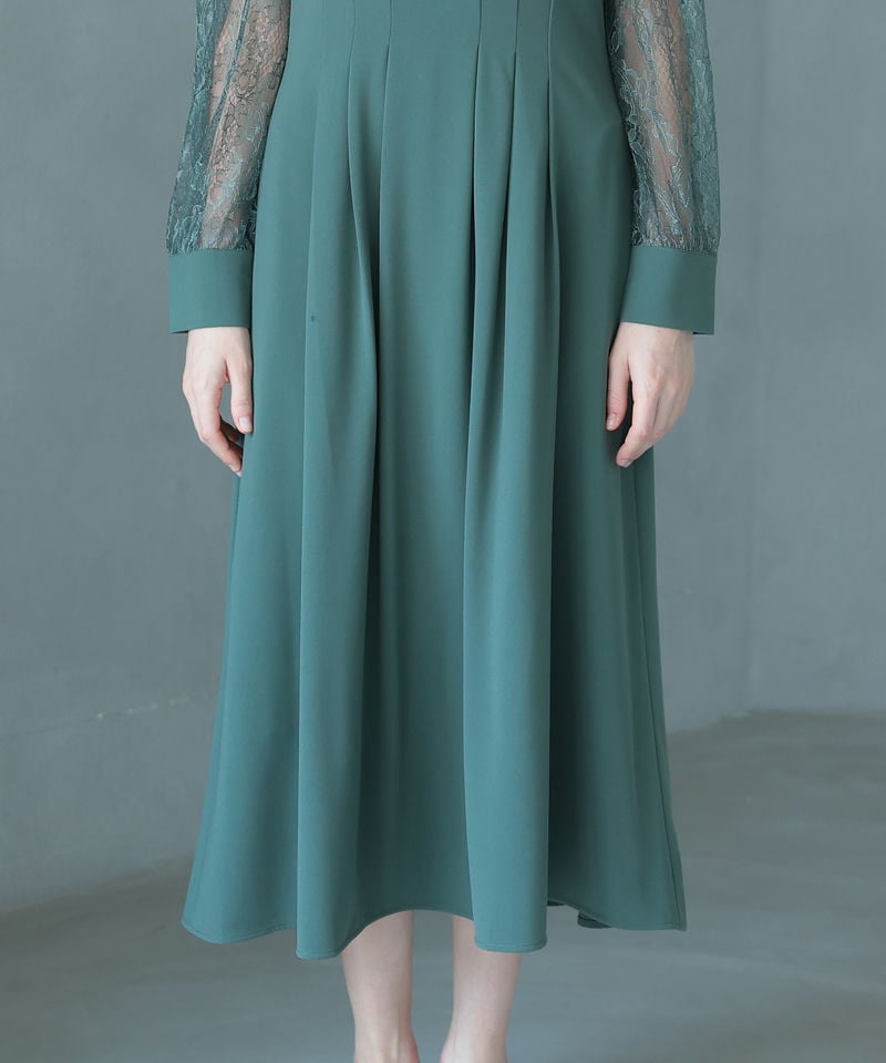 Select Shop ハイネック切替レースドレス グリーン系 | 結婚式