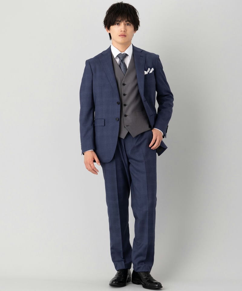 ORIHICA オリヒカ タスマニアチェック×シルバーベスト3ピーススーツ