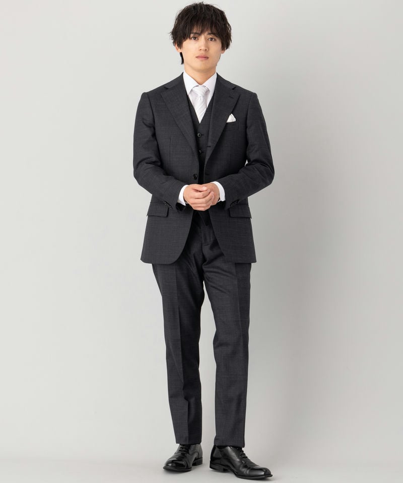 SUIT SQUARE シャドーオーバーチェック・スリーピーススーツ グレー系