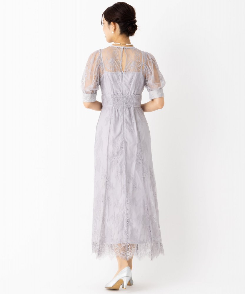 MERCURYDUO マーキュリーデュオ 配色レースパワショルロングドレス