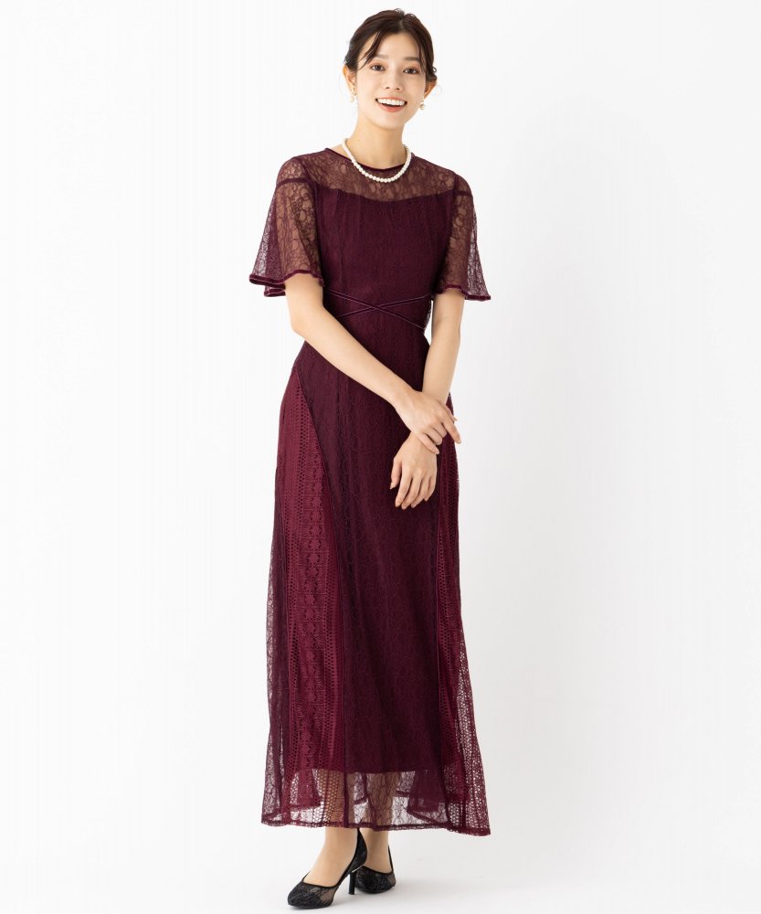 SNIDEL スナイデル バックデザインレースオケドレス その他 x レッド系