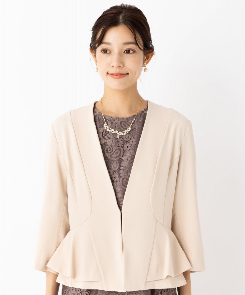 Select Shop サイドペプラムノーカラージャケット ベージュ系 | 結婚式