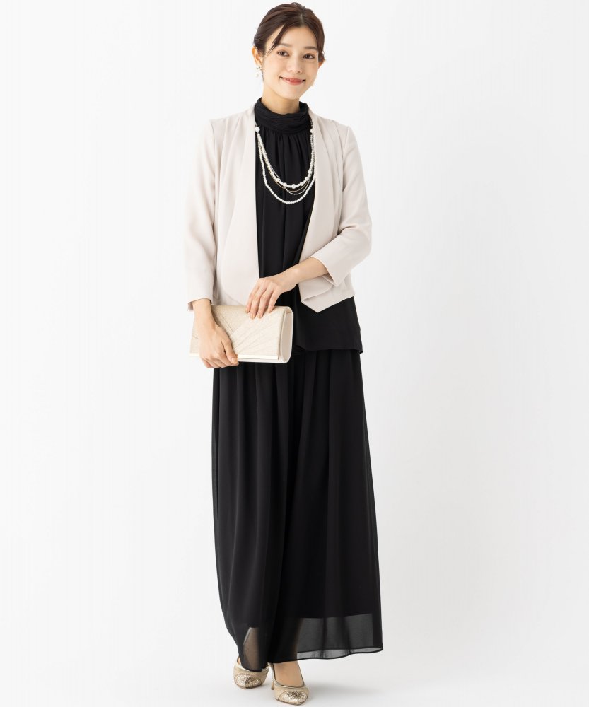 GRACE CONTINENTAL 刺繍ワイドサロペット 黒 36 刺繍ワイドサロペット