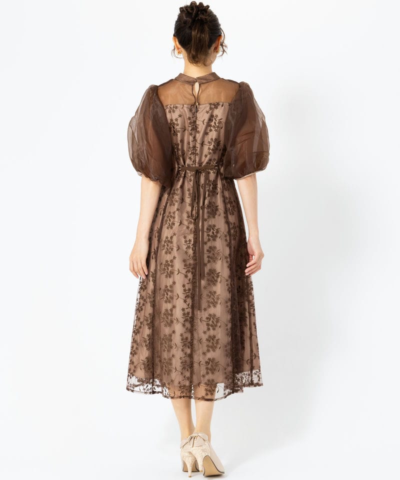 Select Shop オーガンジーパフスリーブドレス ブラウン系 | 結婚式