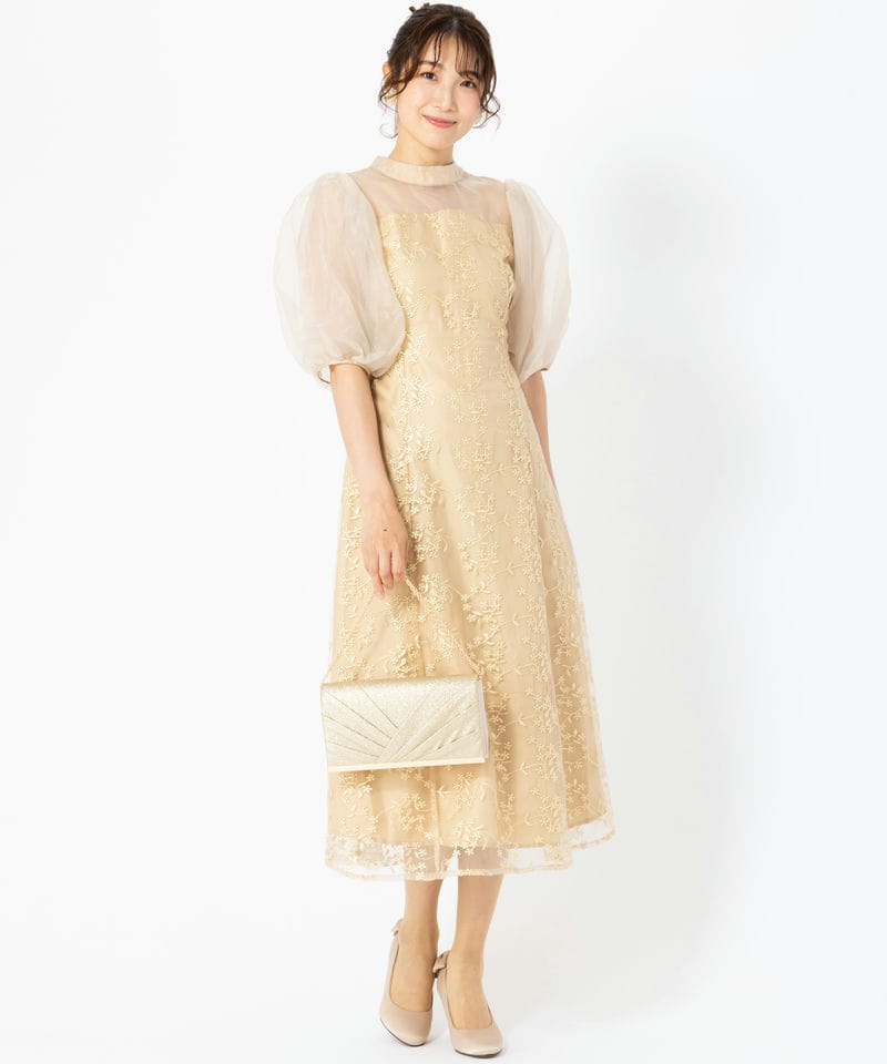 Select Shop オーガンジーパフスリーブドレス その他 x イエロー系 