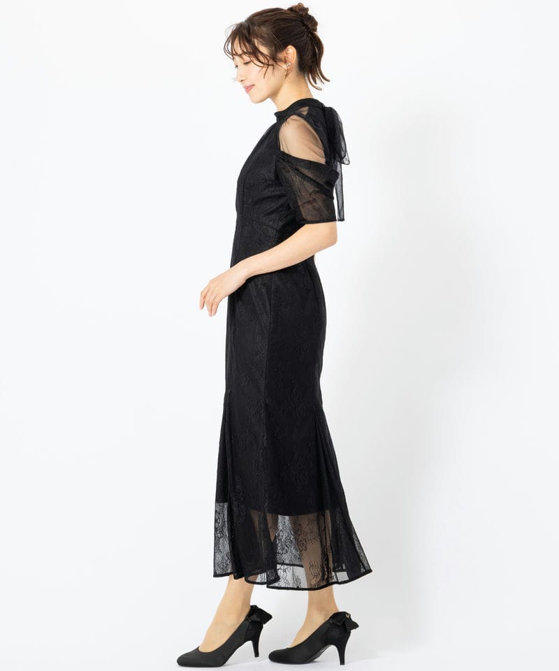 あ*わ様 シアーショルダーレースドレス　SNIDEL SNIDEL スナイデル シアーショルダーレースドレス ブラック系 | 結婚式