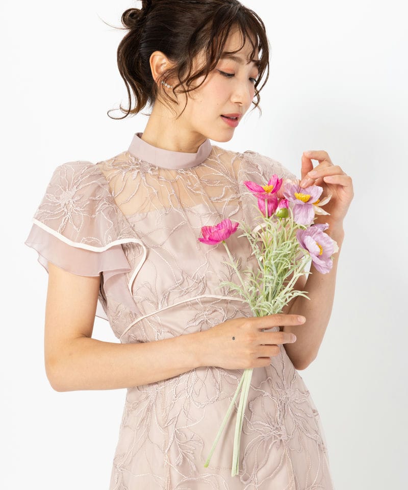 FRAY I.D フレイアイディー コードフラワーレースドレス レッド系