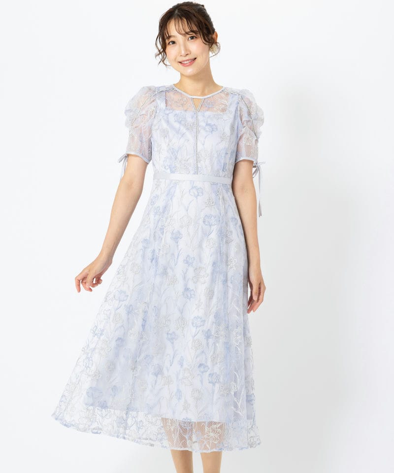 SNIDEL スナイデル パフレースドレス その他 x ブルー系 | 結婚式