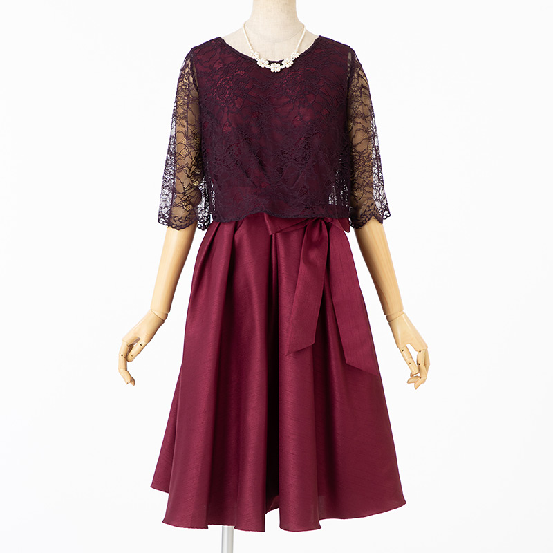 Aimer エメ レースボレロ×シャンタン 2wayドレス レッド系 | 結婚式