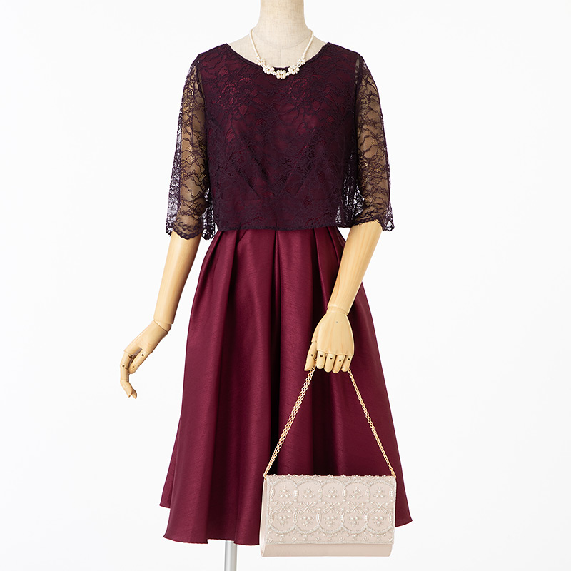 Aimer エメ レースボレロ×シャンタン 2wayドレス レッド系 | 結婚式