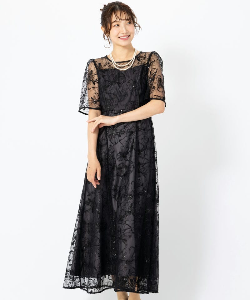 Aimer エメ ビオラモチーフスパンコール刺繍ドレス ブルー系 | 結婚式