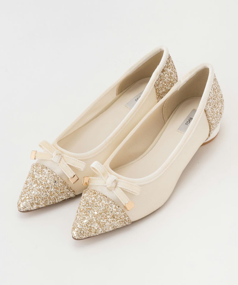 Diana ゴールド グリッター フラットシューズ DIANA ダイアナ グリッターチュールフラットシューズ その他 x