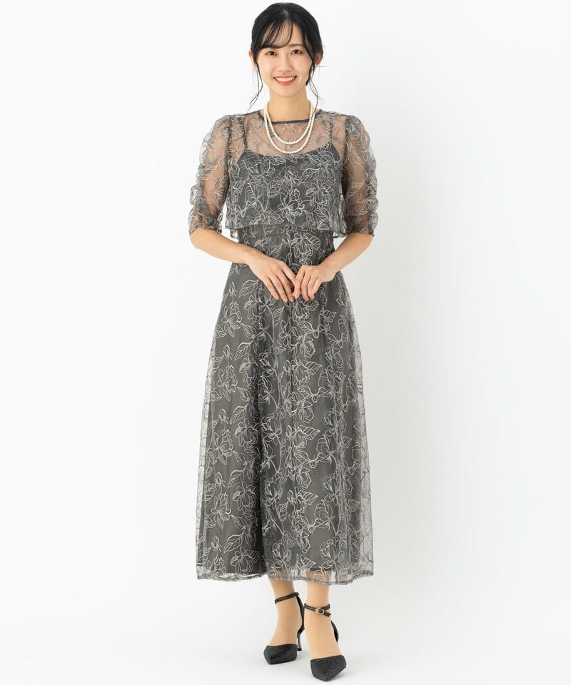 Select Shop エンブロイダリーボレロセットドレス グレー系 | 結婚式