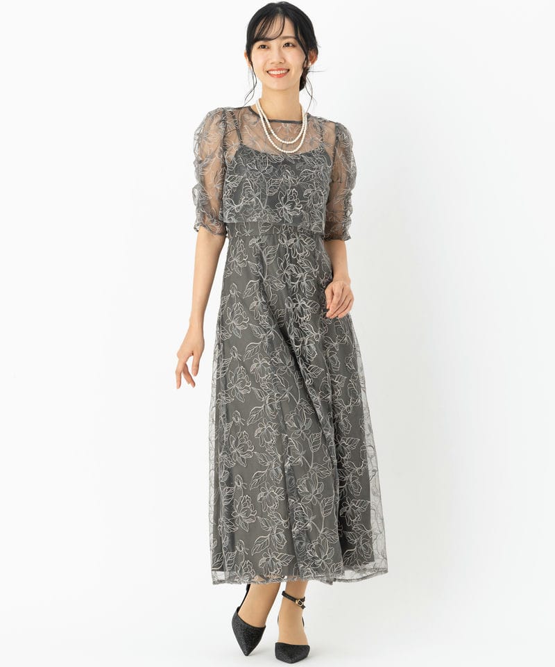 Select Shop エンブロイダリーボレロセットドレス グレー系 | 結婚式