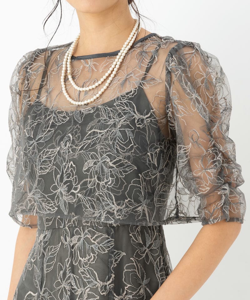 Select Shop エンブロイダリーボレロセットドレス グレー系 | 結婚式