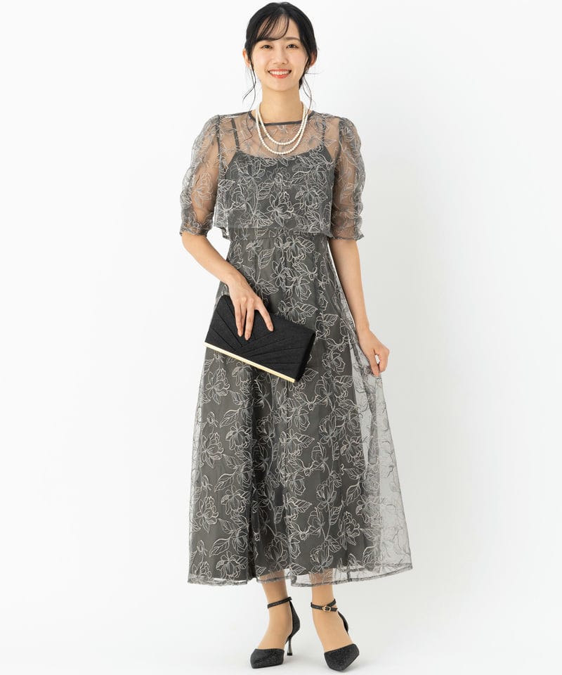 Select Shop エンブロイダリーボレロセットドレス グレー系 | 結婚式