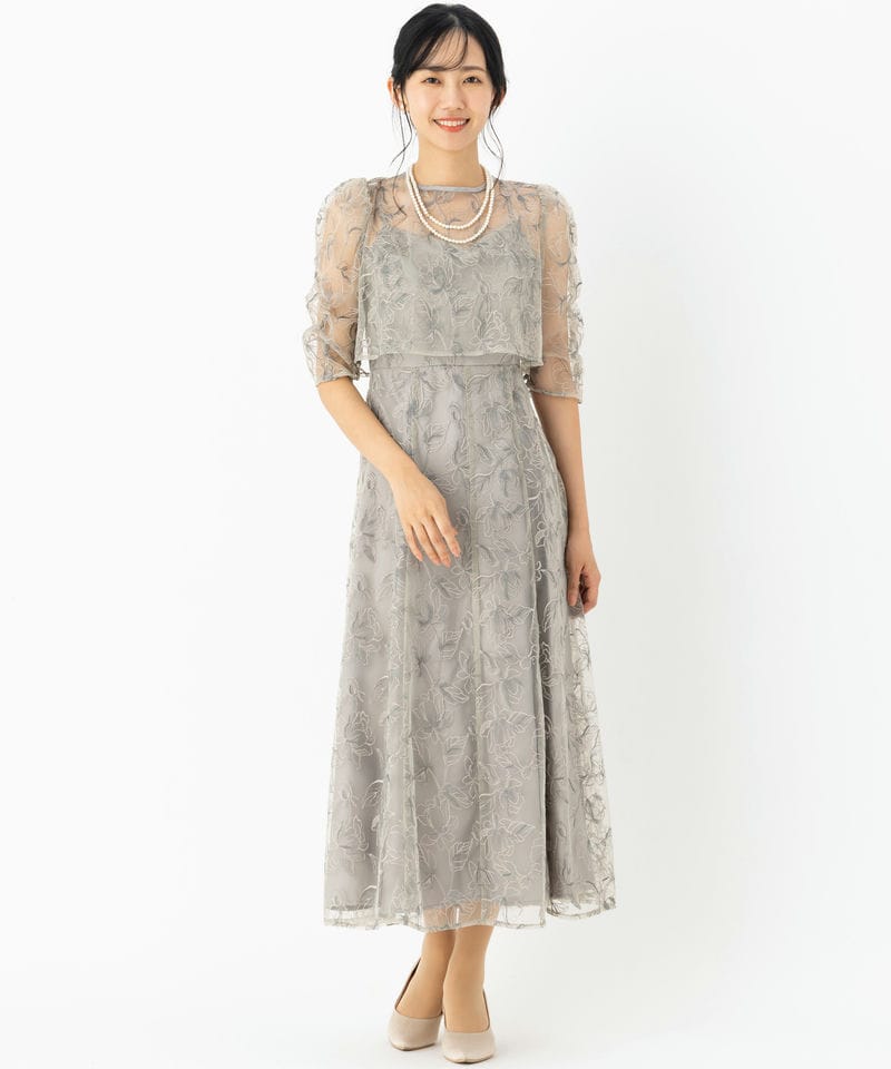 Select Shop エンブロイダリーボレロセットドレス グレー系 x グリーン