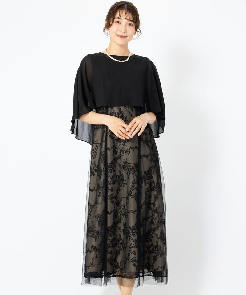 Aimer 【マザーズドレス】ケープ付きチュールレース刺繍ドレスセット