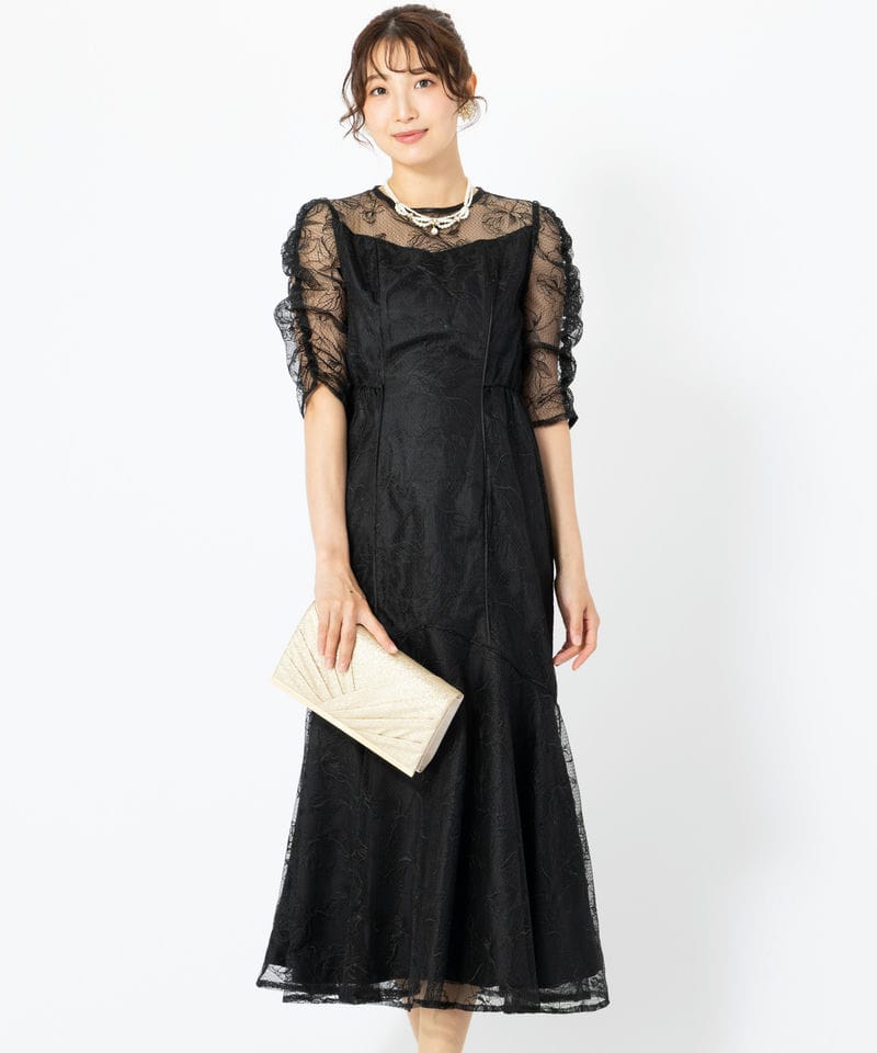 Dorry Doll ボレロレイヤーレースドレス ブラック 結婚式 お呼ばれ M