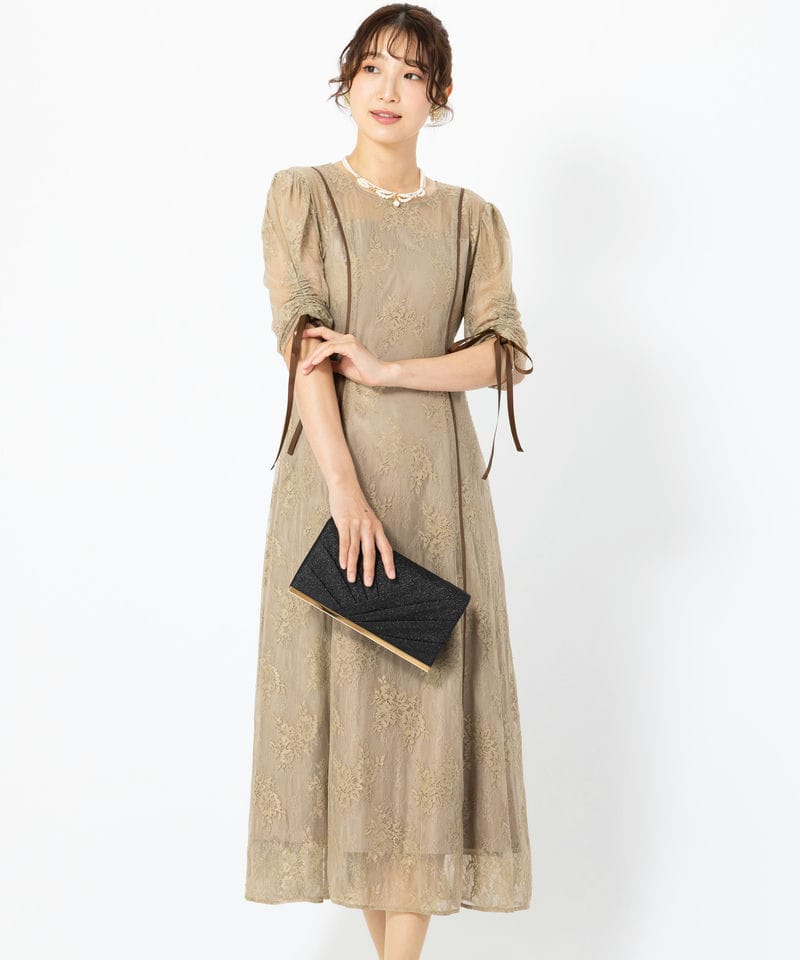 anuans アニュアンス エンブロイダリーレースケープセットドレス