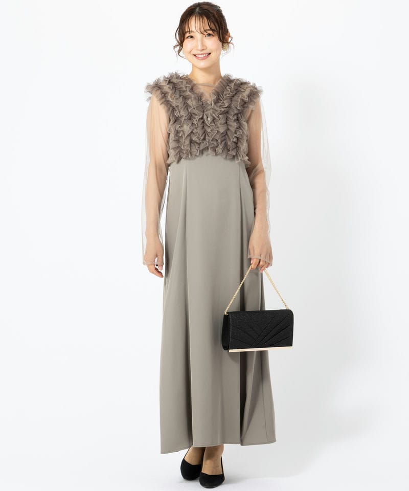 et.UNiVER 【ドレス2点SET】メニーウェイフリルドレス ブラウン系