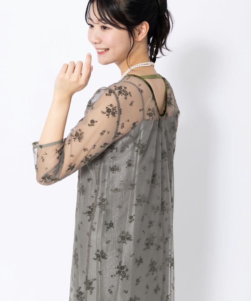 kaene カエン フロッキーサテン2wayドレス ブラック系 | 結婚式