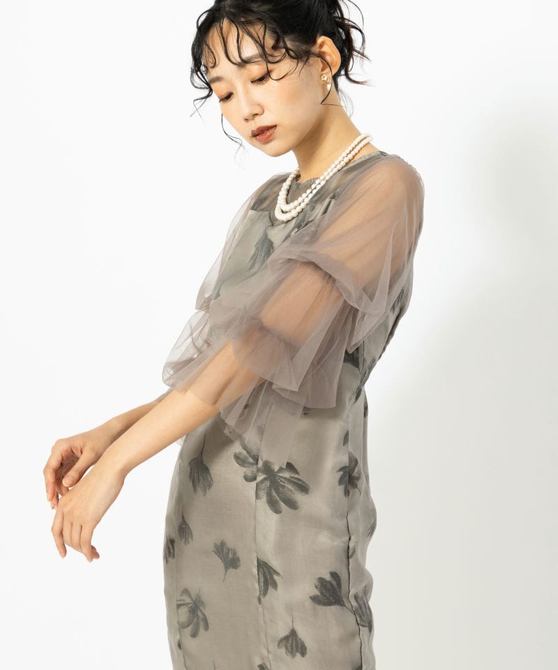 Select Shop シアーチュールフラワードレス グレー系 | 結婚式