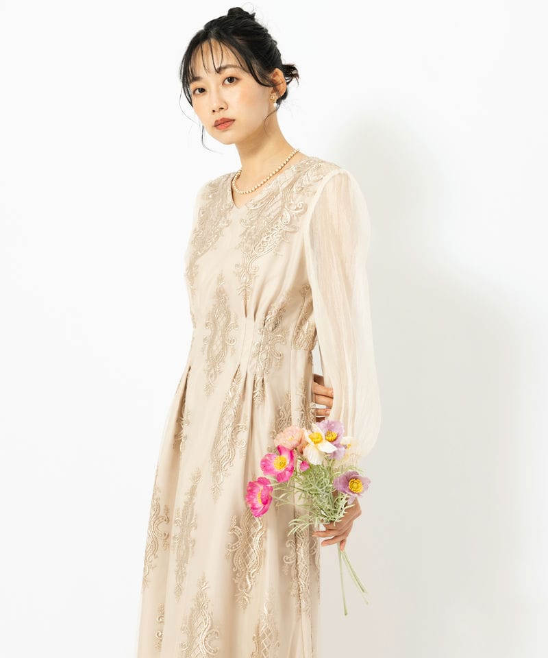 Select Shop クラシカルエンブロイダリードレス ベージュ系 | 結婚式