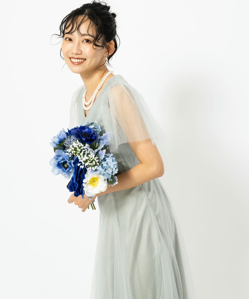 AIMER グリッターチュールフロントギャザーレースアップドレス Aimer エメ グリッターチュールフロントギャザーレースアップドレス