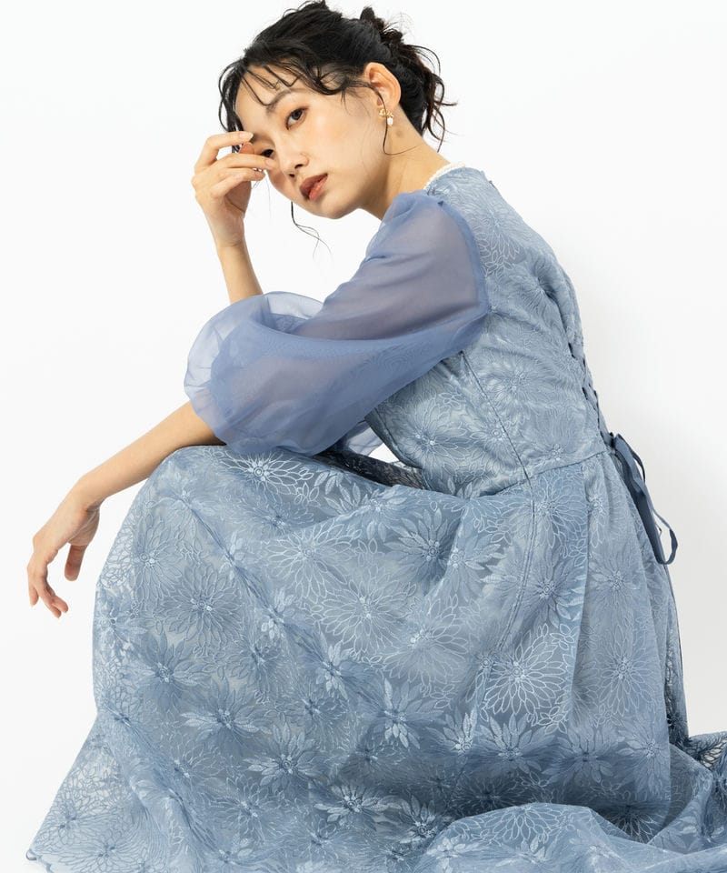 URBANRESEARCH バイカラーレースドレス FREE ブルー URBANRESEARCH バイカラーレースドレス FREE ブルー