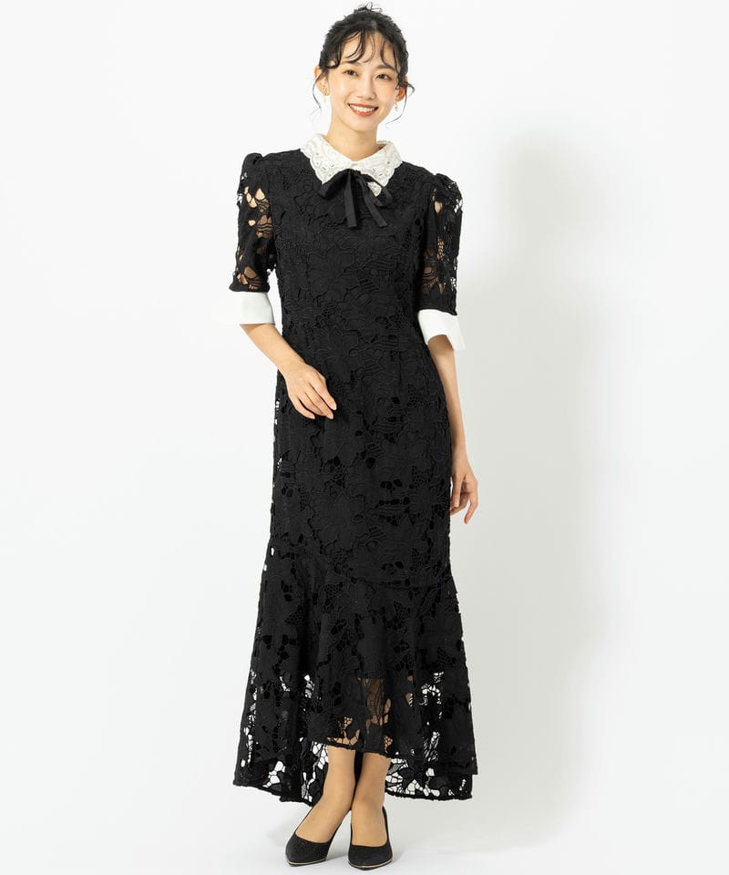 Leja レジャ パールカラーボウタイフラワーレースフィッシュテール