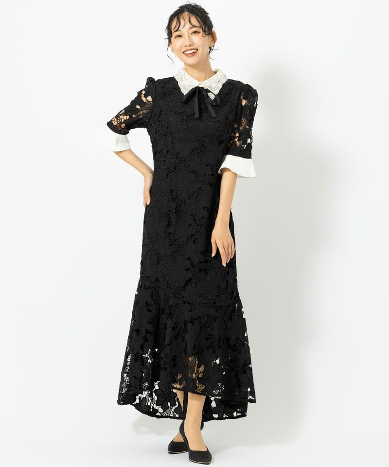 Leja レジャ パールカラーボウタイフラワーレースフィッシュテール