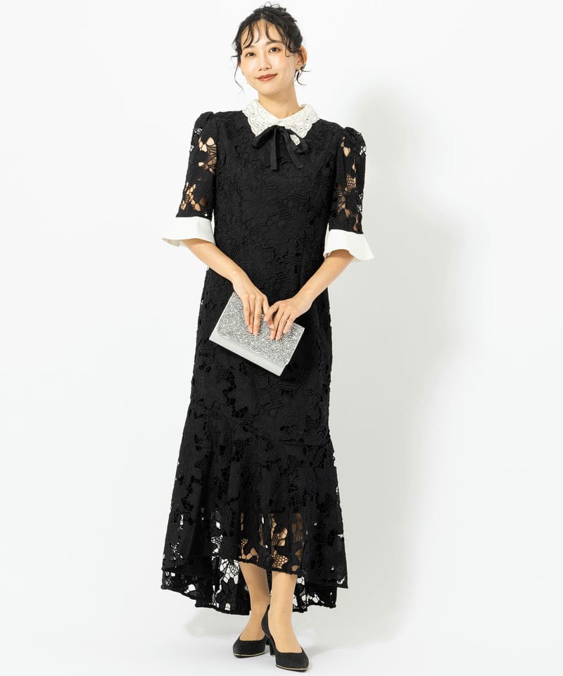 Leja レジャ パールカラーボウタイフラワーレースフィッシュテール