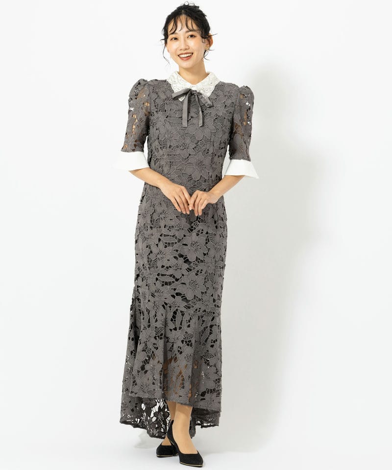 Leja レジャ パールカラーボウタイフラワーレースフィッシュテール