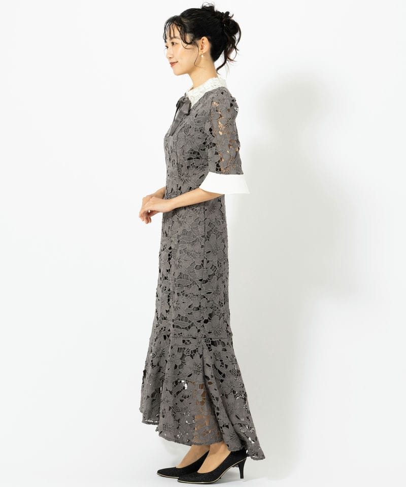 Leja レジャ パールカラーボウタイフラワーレースフィッシュテール