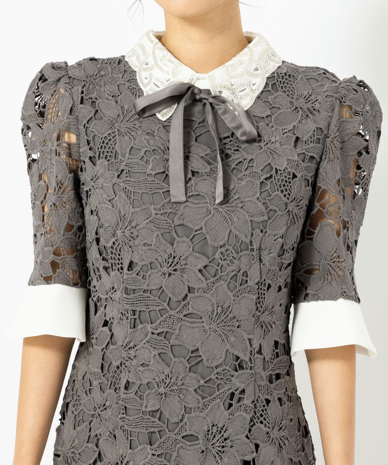 Leja レジャ パールカラーボウタイフラワーレースフィッシュテール